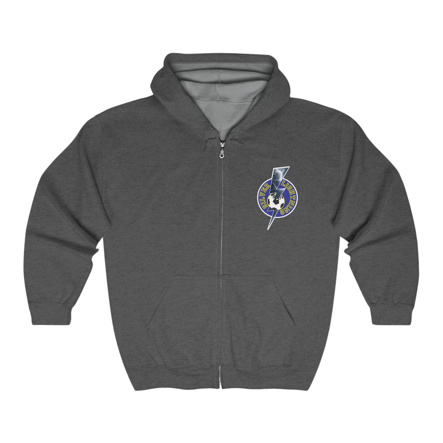 Silver Lightning Badge Full Zip Hoodie