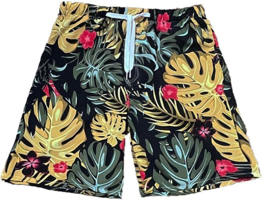 Board Shorts Men Hawaiian Print w Pockets