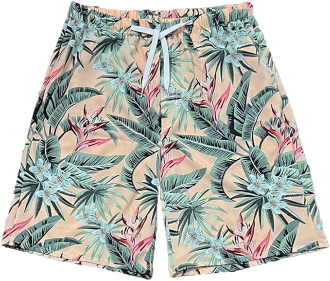 Board Shorts Men Hawaiian Print w Pockets
