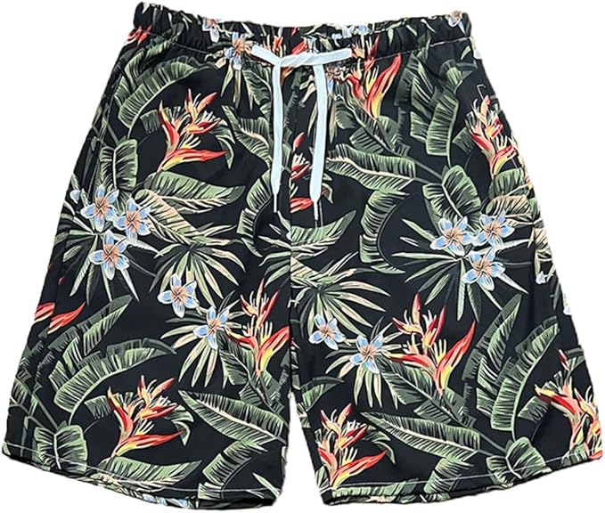 Board Shorts Men Hawaiian Print w Pockets
