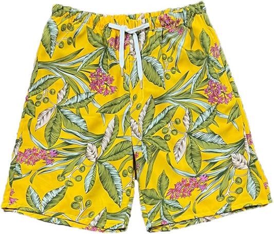Board Shorts Men Hawaiian Print w Pockets